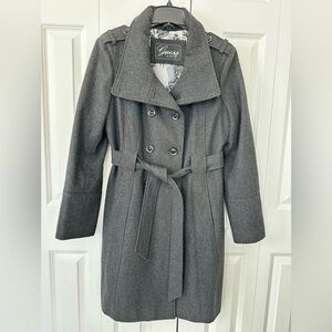 Guess Charcoal Wool Blend Coat